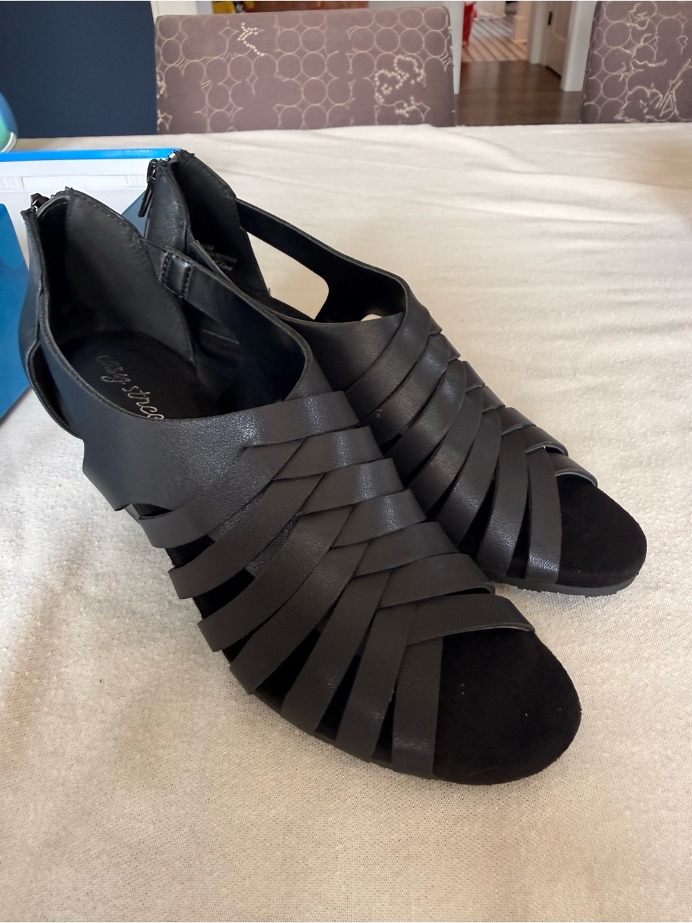 NWT: Black Woven Heeled Sandals